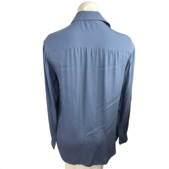 Vince Blue Pockets Soft Lightweight Long Sleeve Button Down Shirt Top Size S - Picture 2 of 5